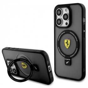 Capa Ferrari Ring Stand 2023 Collection Magsafe para Iphone 15 Pro Max - Transparente e Preto