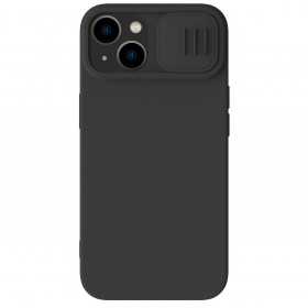 Capa de Silicone Sedosa Nillkin Camshield para Iphone 15 Plus com Protetor de Câmara - Preto