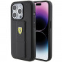 Capa Ferrari Grip Stand Metal Logo para Iphone 15 Pro Max - Preto