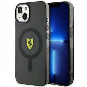 Capa Rígida Ferrari Fehmp14Surkk para Iphone 14 6.1" Preta/Preta Magsafe Translúcida