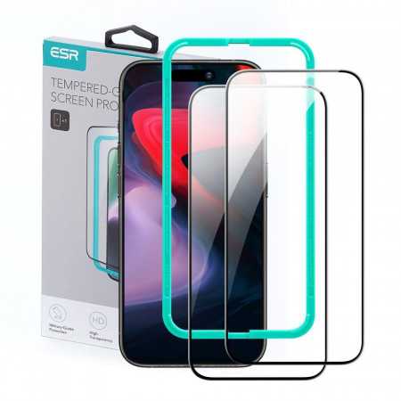 Pelicula Esr Vidro Temperado 2-Pack Iphone 15 Pro Preto