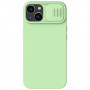 Capa de Silicone Sedosa Nillkin Camshield para Iphone 15 com Protetor de Câmara - Menta