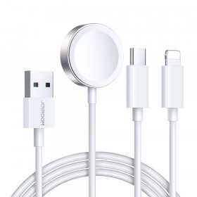 Cabo Magnético 3 em 1 Joyroom S-Iw008 Carregador Usb-A - Lightning/Usb-C 1.2M - Branco