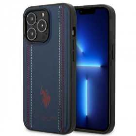 Capa Us Polo para Iphone 14 Pro 6.1" Azul Marinho/Azul Marinho com Costura em Pele