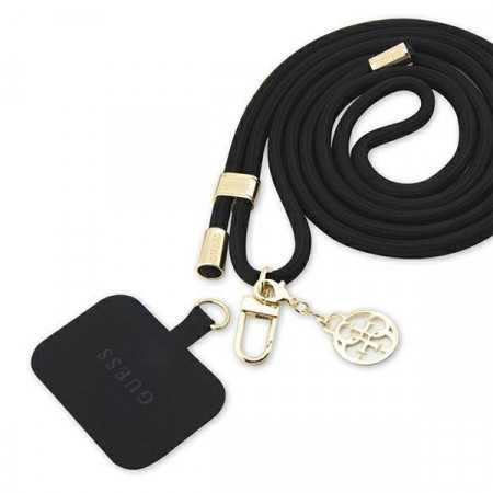 Alça Universal Guess Guoucnmg4Ek Cord Strap Preto/Preto em Nylon com Pingente de Metal 4G