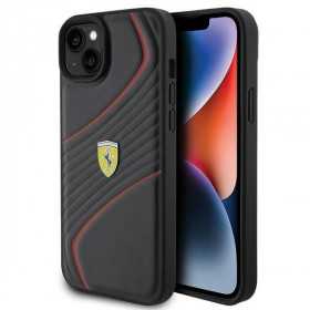 Capa Ferrari Twist Metal Logo para Iphone 15 Plus - Preto