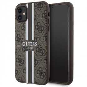 Capa 4G Printed Stripes Magsafe Guess para Iphone 11 / Xr Castanho/Castanho