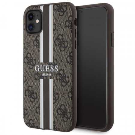 Capa 4G Printed Stripes Magsafe Guess para Iphone 11 / Xr Castanho/Castanho