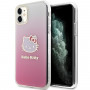 Capa Hello Kitty de Silicone Iml Gradiente Electrop Cabeça de Gato para Iphone 11 / Xr - Rosa