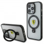 Capa Ferrari Fehmp15Xuscah para Iphone 15 Pro Max 6.7" Transparente/Preto Da Coleção 2023 Ring Stand Magsafe