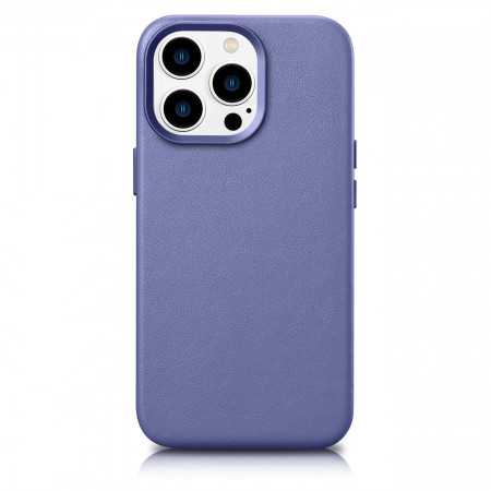 Capa de Couro Genuíno Icarer para Iphone 14 Pro Max em Roxo Claro (Wmi14220708-Lp) (Compatível com Magsafe)