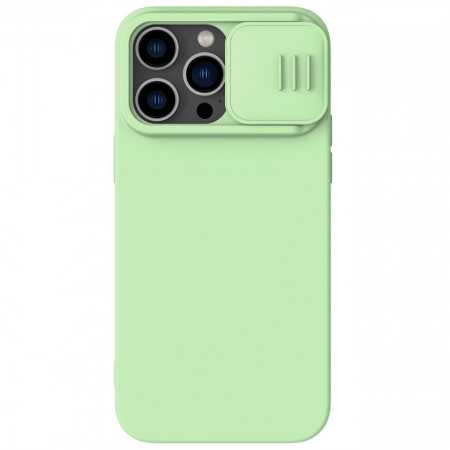 Capa de Silicone Magnética Nillkin Camshield para Iphone 14 Pro com Cobertura Magnética Magsafe e Cobertura de Câmara Verde