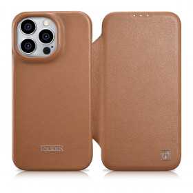 Capa de Couro Premium Icarer Ce Folio para Iphone 14 Pro Max Flip Magnética Magsafe Castanha (Wmi14220716-Bn)