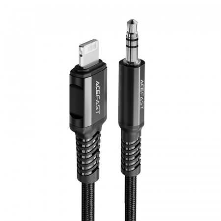 Cabo Acefast de Áudio para Iphone Lightning 8 Pinos - Jack 3,5Mm Macho Mfi Liga de Alumínio 1,2 M Preto