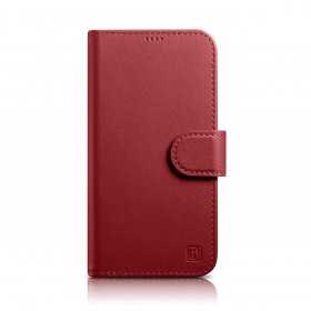 Capa de Capa Icarer 2 em 1 para Iphone 14 Pro Max em Couro Vermelho Anti-Rfid (Wmi14220728-Rd)