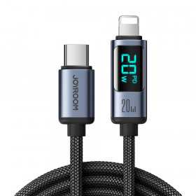 Cabo Lightning - Usb C 20W 1.2M com Display Led Joyroom S-Cl020A16 - Preto