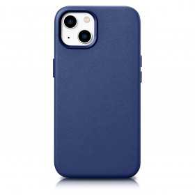 Capa de Couro Genuíno Icarer para Iphone 14 Plus Azul (Compatível com Magsafe)