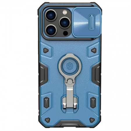 Capa Nillkin Camshield Armor Pro para Iphone 14 Pro Max com Tampa de Câmera e Suporte de Anel Azul