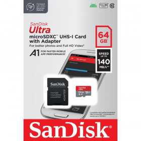 Cartão de Memória Sandisk Ultra Android Microsdxc 64Gb 140Mb/S A1 Classe 10 Uhs-I + Adaptador