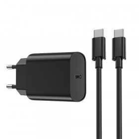 Carregador de Parede Wiwu Wi-U001 Pd 20W 1X Usb-C Preto + Cabo Usb-C - Usb-C