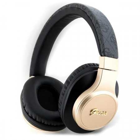 Auriculares Bluetooth Guess Gubh604Gemk Preto 4G Pu Leather com Script Metal Logo