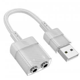 Adaptador Hoco Aux Usb para 2X Jack 3,5Mm (Fêmea) Spirit Ls37 Cinzento