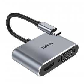 Adaptador Hoco Hub Tipo C para Hdtv+Vga+Usb3.0+Pd100W+Hdmi - Hb30