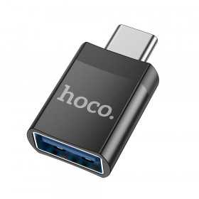 Adaptador Hoco Otg de Usb A Fêmea para Tipo C Preto