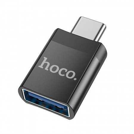 Adaptador Hoco Otg de Usb A Fêmea para Tipo C Preto