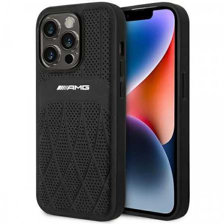 Capa Amg Amhmp14Losdbk para Iphone 14 Pro 6.1" - Preto/Preto com Linhas Curvas de Couro Magsafe