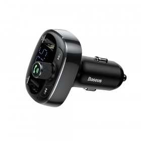 Transmissor Fm Bluetooth Mp3 Da Baseus com Carregador de Carro 2 X Usb 3,4A S-09 Preto Ccmt000301